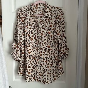 Maurice’s leopard print blouse size XL mustard